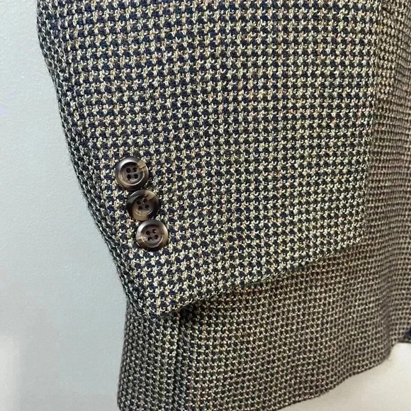 Fiori Men's Suit Jacket Gingham Print 100% Wool Marshall Fields Size 46 Tall - Picture 4 of 11